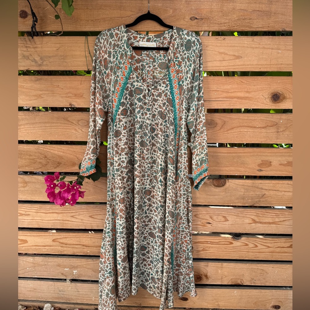 NATALIE MARTIN  Print Maxi Dress with Green Accents - SILK - Picture 4 of 6